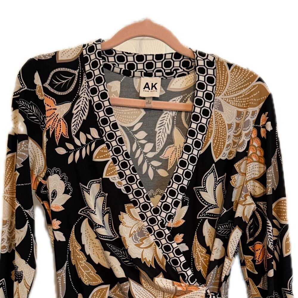 AK Anne Klein Fall Floral Wrap Dress – Size M